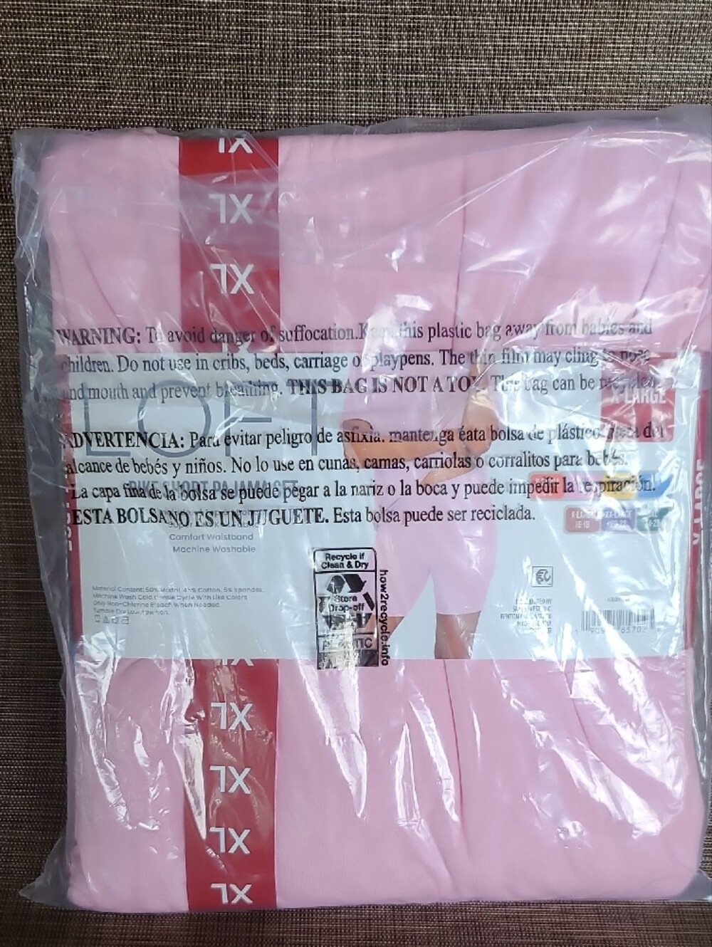 LOFT Light Pink Short Pajama Set - XL - Picture 2 of 3